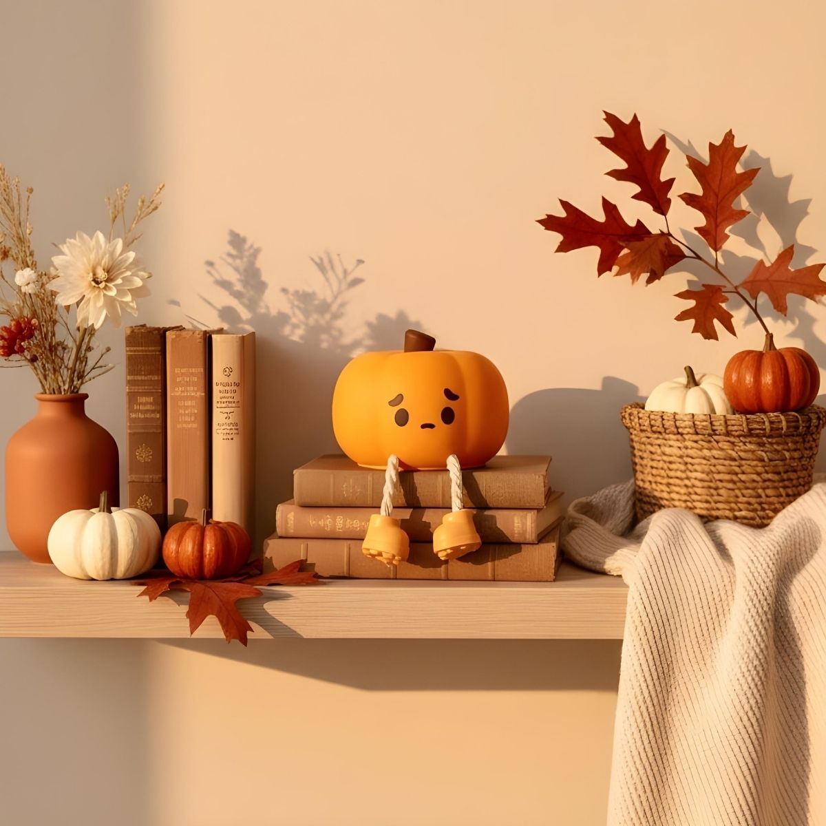 SpookyBoo - Kürbis Lampe LED, herbstliche Deko & Handyhalter