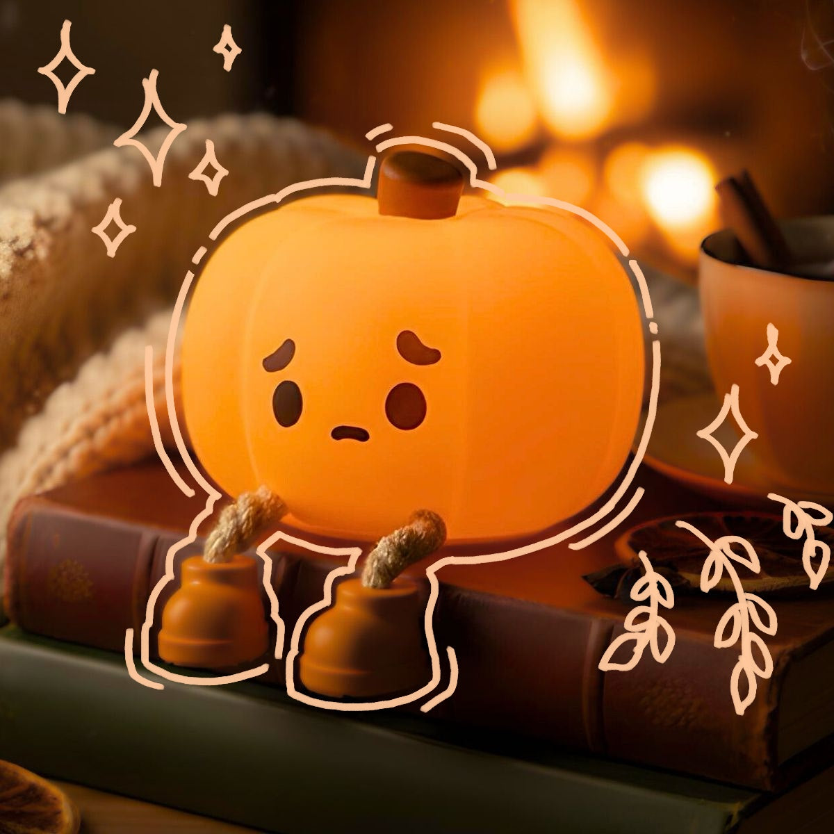 SpookyBoo - Kürbis Lampe LED, herbstliche Deko & Handyhalter