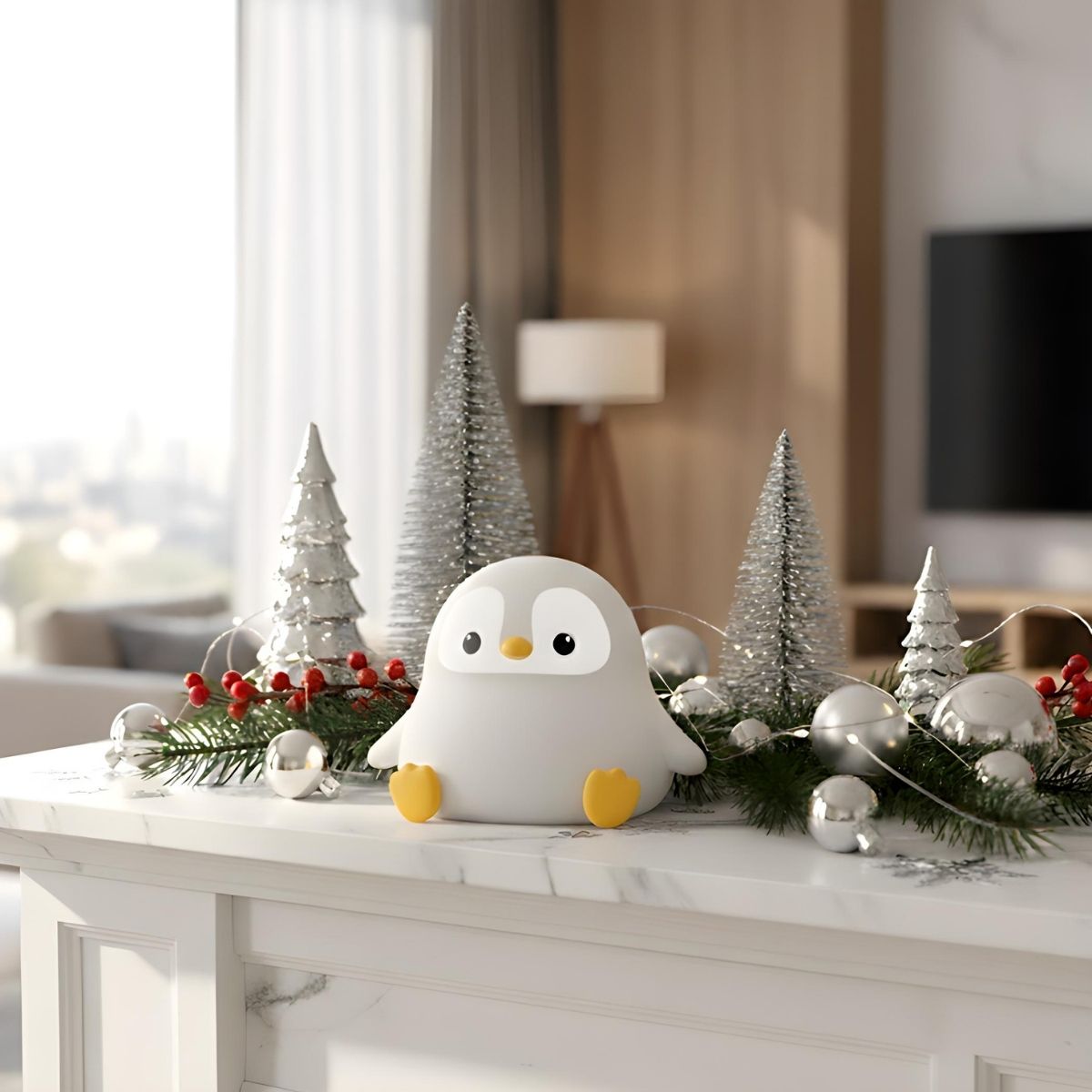 Waddles - Pinguin LED Nachtlicht, warmweiß & kuschelig für den Winter
