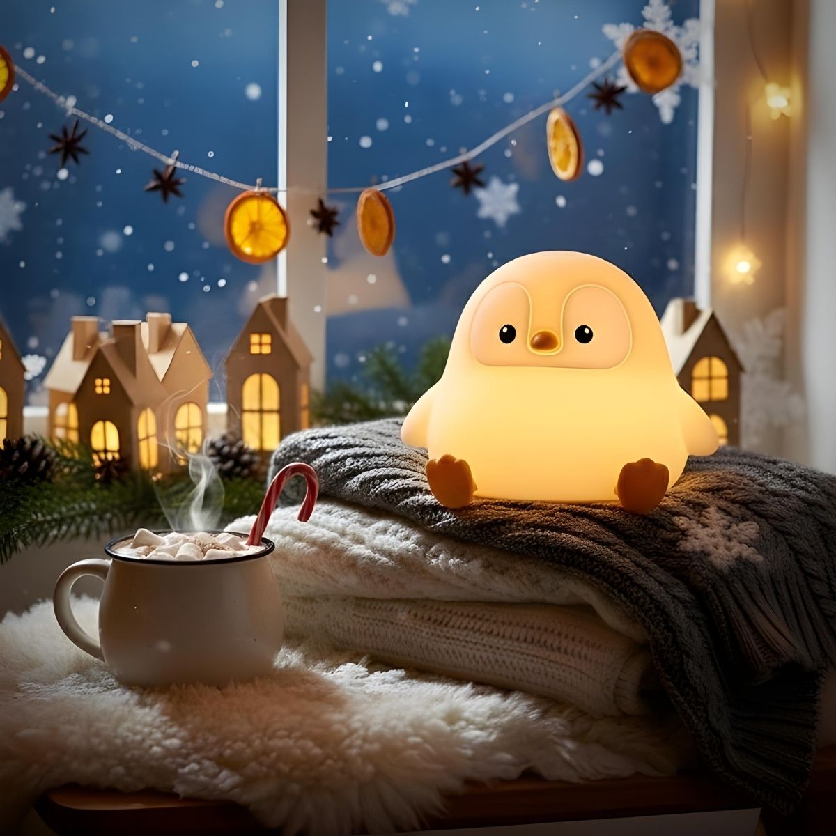 Waddles - Pinguin LED Nachtlicht, warmweiß & kuschelig für den Winter