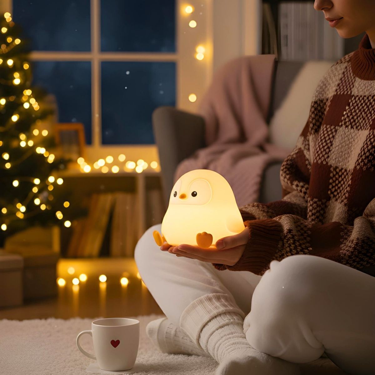 Waddles - Pinguin LED Nachtlicht, warmweiß & kuschelig für den Winter